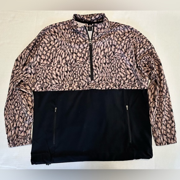 Sketchers Shacket 1/2 Zip Work Out Sz medium Black Beige Leopard Print pockets‎ - Picture 1 of 16